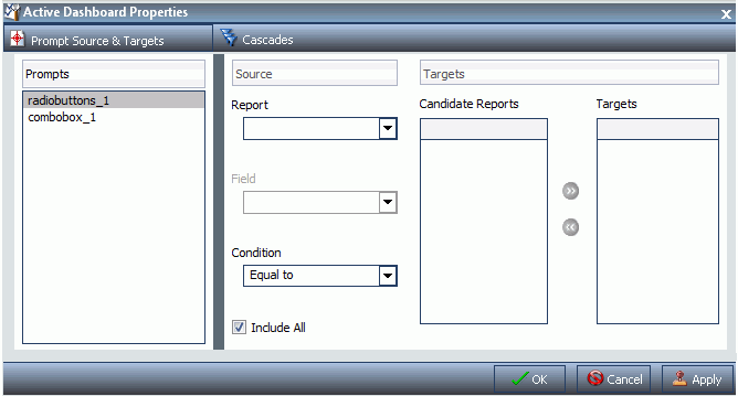 Active Dashboard Properties Dialog Box With Radio Button 1 Prompt Highlighted