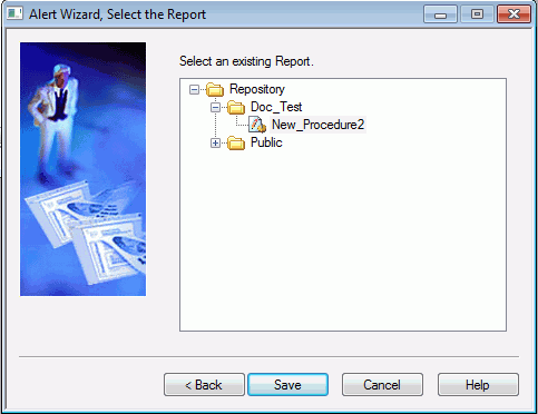 Alert Wizard, Select the Report dialog box