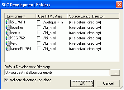 Development Directory dialog box