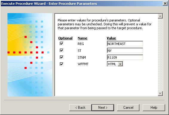 Execute Procedure Wizard diagram