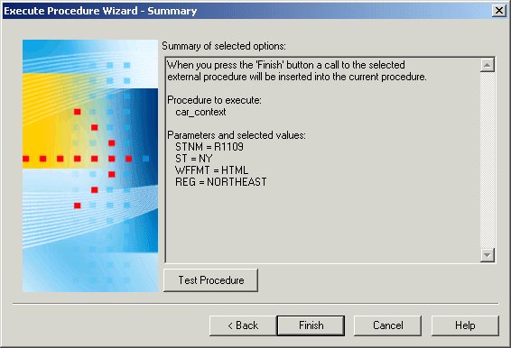 Execute Procedure Wizard diagram