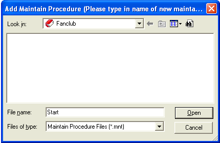 Add Maintain Procedure dialog box