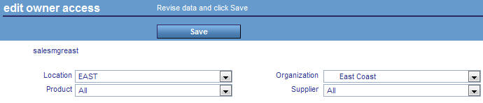 Edit owner access panel