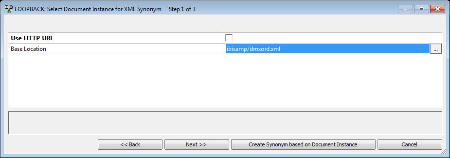 Select Document Instance for XML Synonym dialog box