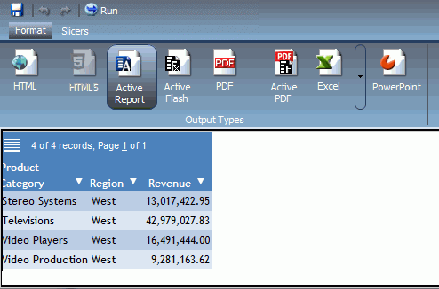 Active Report at Run Time