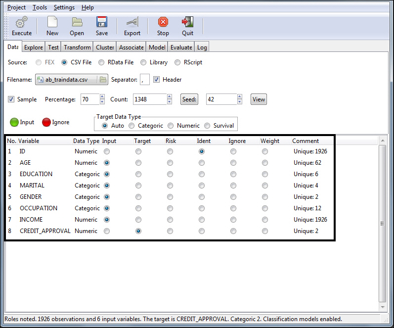 Target and Risk variable group box