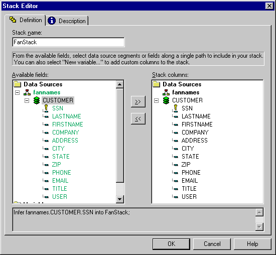 Stack Editor dialog box