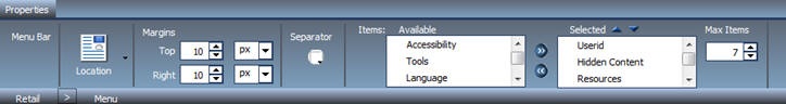 Menu Bar properties