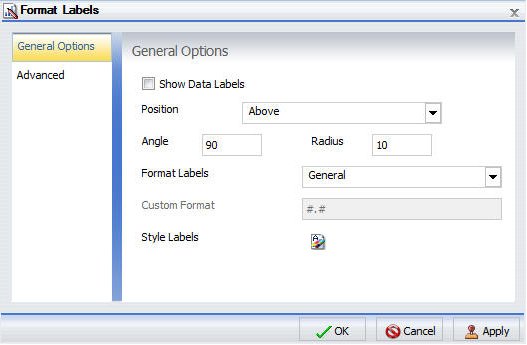 Format Labels Dialog Box General Options Tab