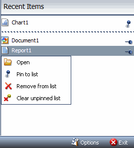 Recent Items Context Menu