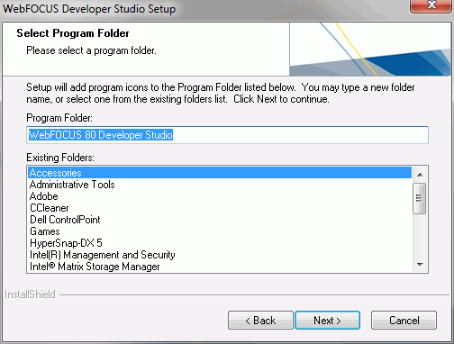 Setup Program Folder