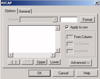 Recap Dialog box