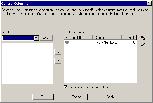 Control Columns Dialog box
