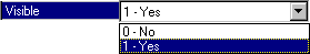 Visible properties Drop-down list 