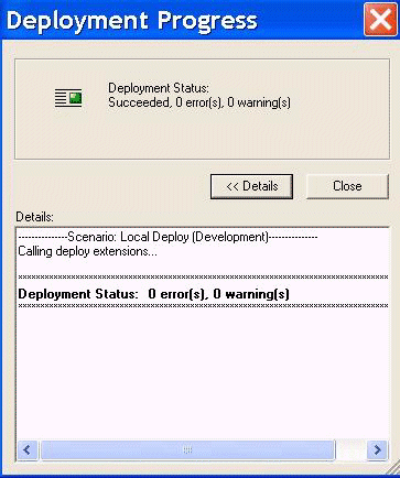 Deployment Progress dialog box