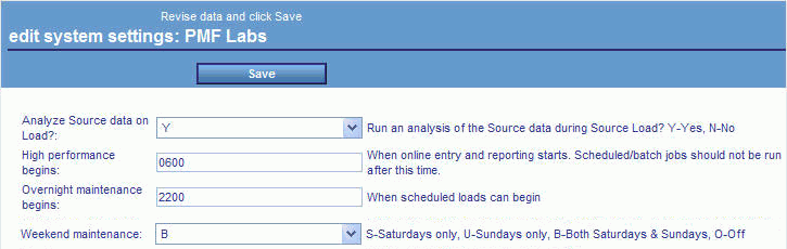 PMF Labs Settings
