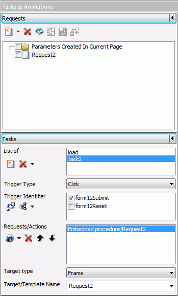 Requests section and Tasks section