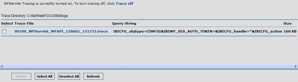 WebFOCUS Client traces example