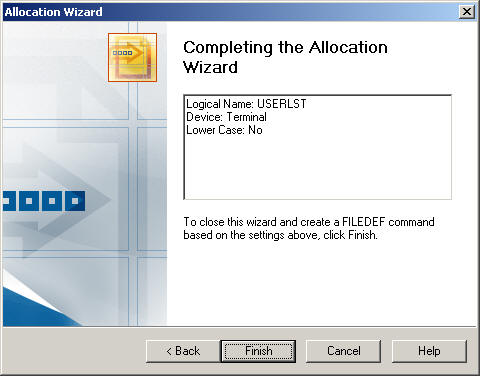 Allocation Wizard Dialog box