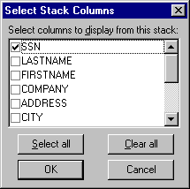 Select Stack Columns dialog box