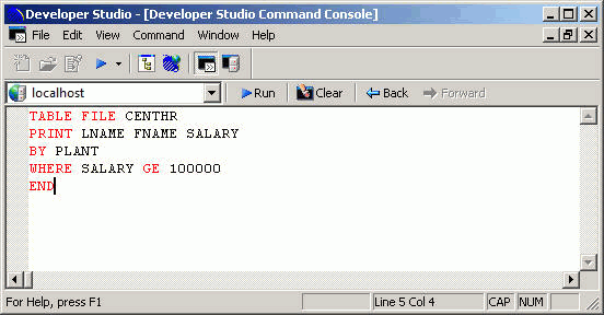 Command Console window