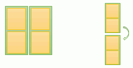 A diagram showing that the two leftmost panels will stack on top of the two rightmost panels when the screen is too narrow to show them adjacent to each other.