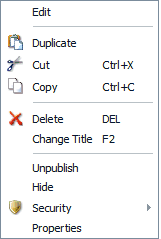 Distribution or Library Access List Context Menu