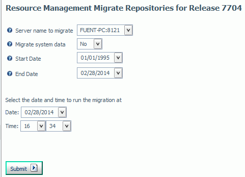 Resource Management Migrate Repositories pane