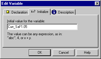 Edit Variable dialog box 