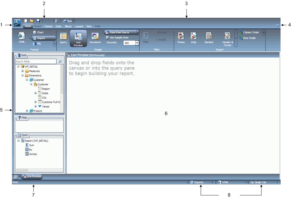 InfoAssist Application Window With Annotations