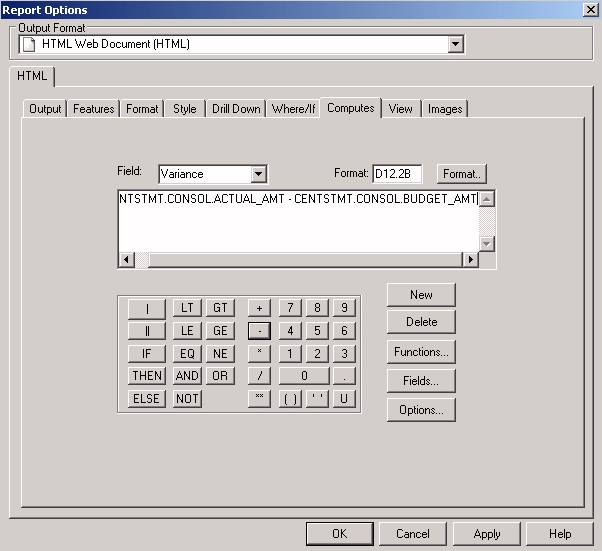 Report Options