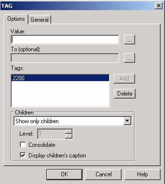 Tag dialog box