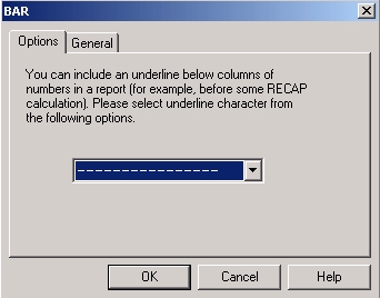 Bar dialog box
