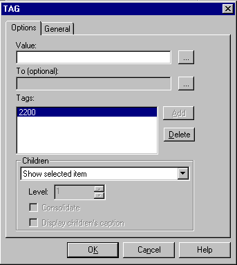Tag dialog box