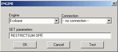Engine dialog box