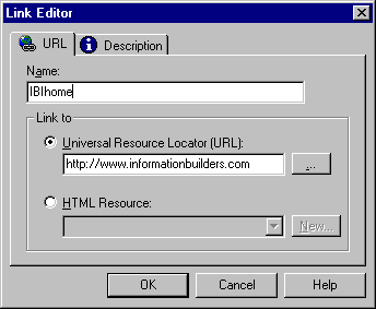 Link Editor dialog box