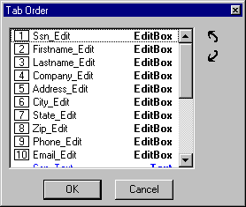 Tab Order Dialog box