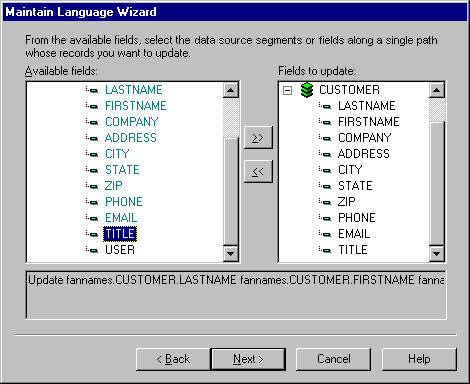 Maintain Language Wizard dialog box