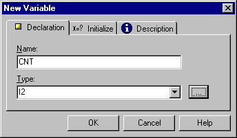 New Variable dialog box