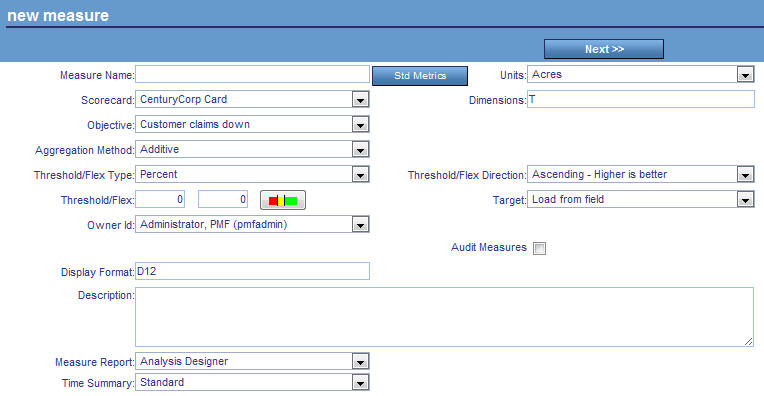New measure form