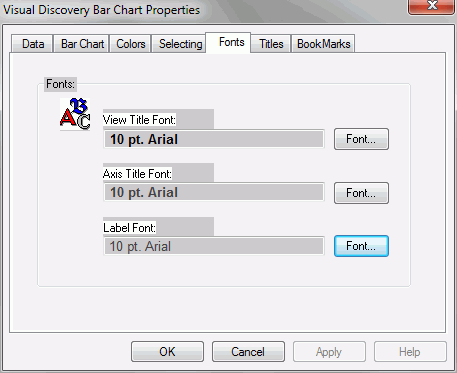 Bar Chart Fonts tab