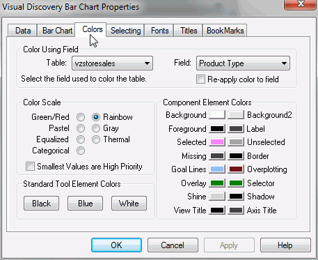 Bar Chart Colors tab