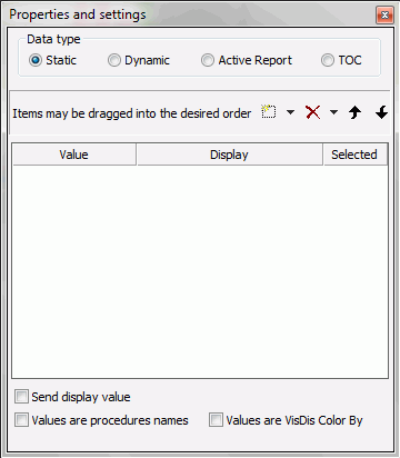 Properties and settings dialog box with Color By option
