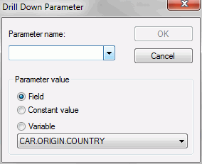 Drill Down Parameter dialog box