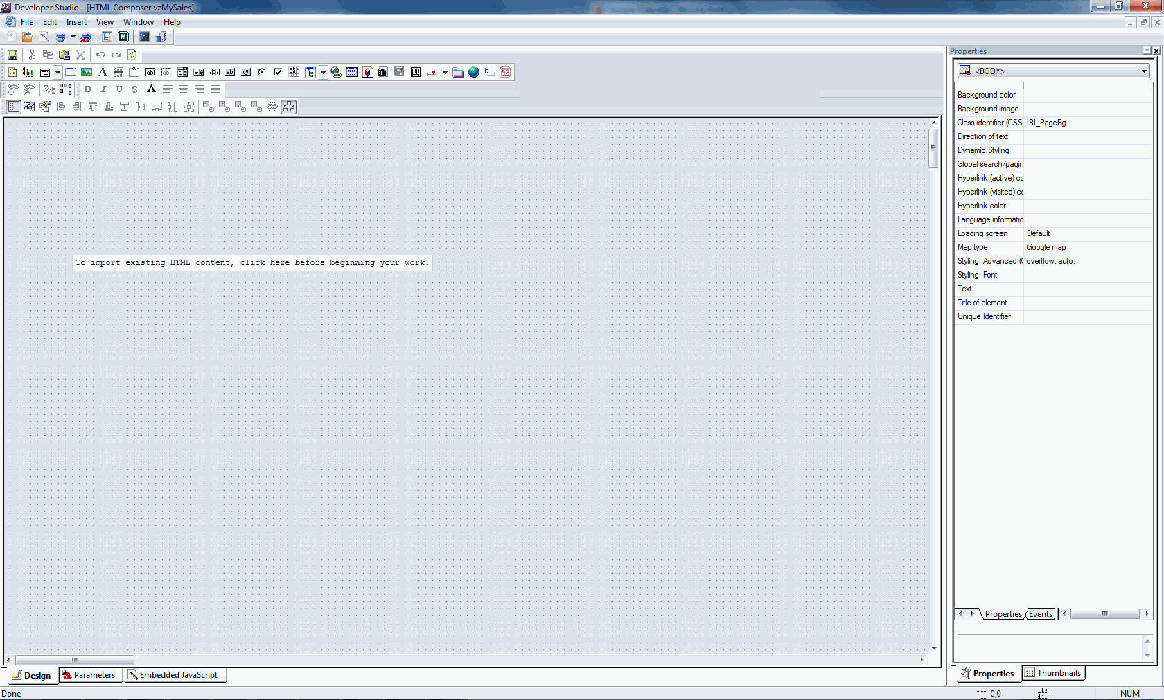 HTML Composer window
