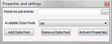 Resolves parameter Properties and settings dialog box