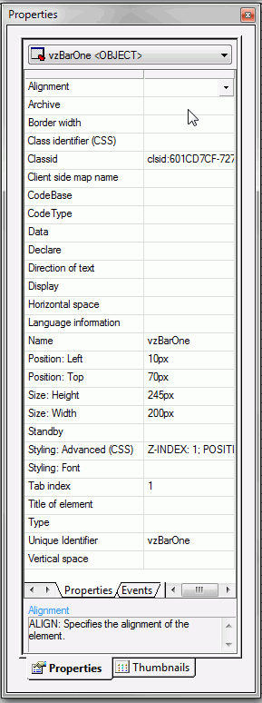 Properties Pane