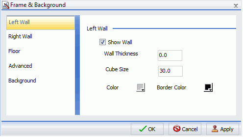 3D Chart Frame and Background Dialog Box Left Wall Tab