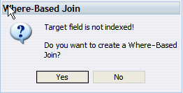 Message box for join field without index
