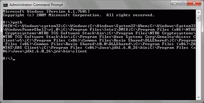 Command Prompt dialog box showing Path